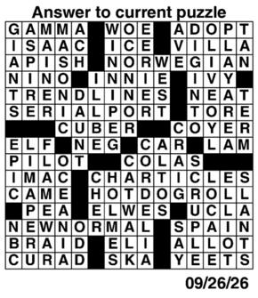 Answers to Previous Crossword