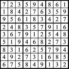 Answers to Previous Sudoku Puzzle