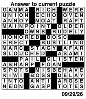 Answers to Previous Crossword