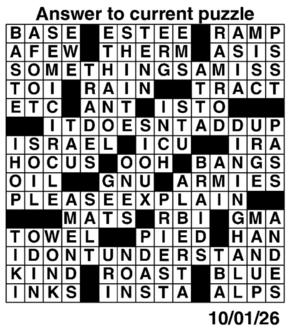 Answers to Previous Crossword
