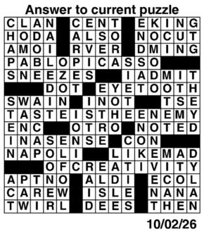 Answers to Previous Crossword