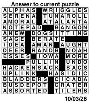 Answers to Previous Crossword