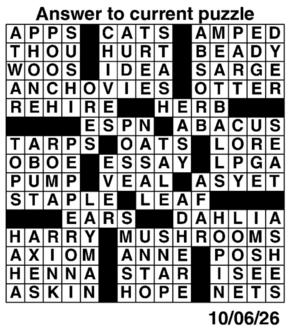 Answers to Previous Crossword