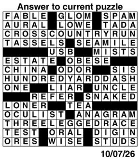 Answers to Previous Crossword