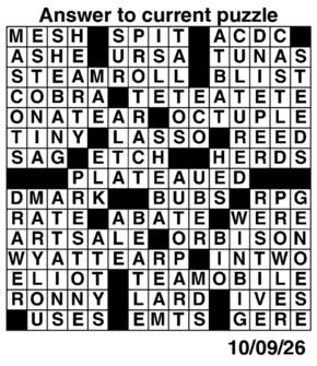 Answers to Previous Crossword