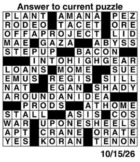 Answers to Previous Crossword