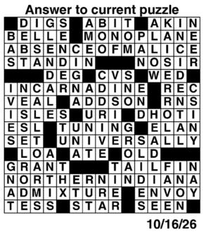 Answers to Previous Crossword