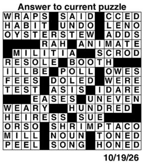 Answers to Previous Crossword