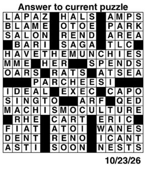 Answers to Previous Crossword