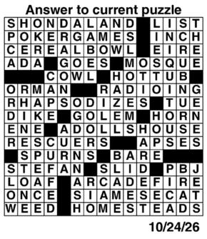 Answers to Previous Crossword