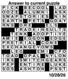 Answers to Previous Crossword