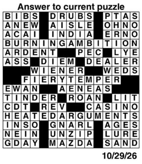 Answers to Previous Crossword