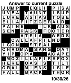 Answers to Previous Crossword