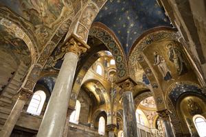 Palermo’s La Martorana features high arches and gorgeous gilded mosaics. (Dominic Arizona Bonuccelli, Rick Steves’ Europe)