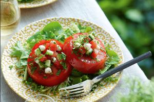 Feta, cucumber and watermelon relish add pizzazz. (Yvonne Duivenvoorden/TCA)