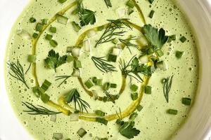 With yogurt and herbs, this chilled cucumber soup is the most delicious way to beat the heat. (Kelli Foster/TCA)
