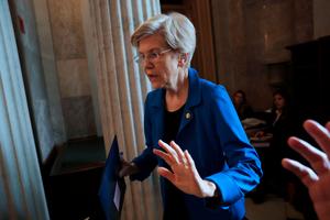 WASHINGTON, DC - MARCH 13: U.S. Sen. Elizabeth Warren (D-MA) leaves a Democratic caucus lunch at the U.S. Capitol on March 13, 2025 in Washington, DC. On Wednesday Senate Democrats, not in line with the continuing resolution passed by House Republicans providing a six-month funding extension to avert a government shutdown, proposed an alternate plan that would fund the government in the short term through April 11. (Photo by Anna Moneymaker/Getty Images)