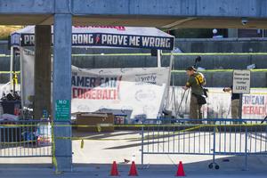 FBI agents walk through the courtyard at Utah Valley University as authorities search for the man who killed political activist Charlie Kirk on Sept. 11, 2025 in Orem, Utah. Kirk, founder of Turning Point USA, was speaking at his “American Comeback Tour” when he was shot in the neck and killed. (Michael Ciaglo/Getty Images/TCA)