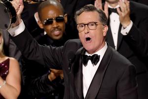 Bang Showbiz / Stephen Colbert celebrates his Emmy win