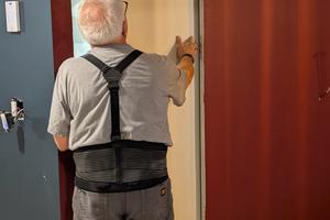 I’m checking a new pocket door in my son’s basement to ensure it glides in and out of the pocket. There are many reasons you should consider several of these doors in your home. (Tim Carter/Tribune Content Agency/TNS)