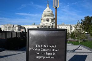 A closed sign is seen outside the U.S. Capitol Visitor Center on Capitol Hill on the seventh day of the U.S. federal government shutdown on Oct. 7, 2025, in Washington, D.C. (Andrew Caballero-Reynolds/AFP/Getty Images/TNS)