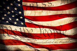 American flag and Declaration of Independence overlay. Dreamstime/TCA