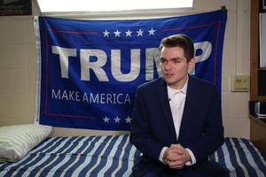 Nick Fuentes answers question during an interview with Agence France-Presse in Boston on May 9, 2016. (William Edwards/AFP/Getty Images/TNS)