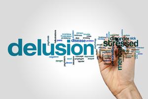 Delusion word cloud on grey background. Dreamstime/TCA
