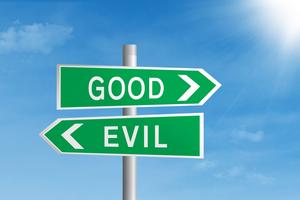 Good vs evil road sign. Dreamstime/TCA