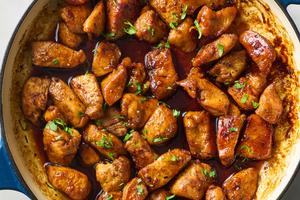 These tender bites of chicken are coated in a hot honey glaze. (Alex Lepe/TCA)