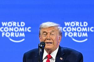 US President Donald Trump delivers a special address during the World Economic Forum (WEF) annual meeting in Davos on January 21, 2026. The World Economic Forum takes place in Davos from January 19 to January 23, 2026. (Photo by Fabrice COFFRINI / AFP via Getty Images)
