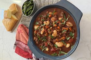 Garnishes take a bowl of chili into party fare. (JeanMarie Brownson/TCA)