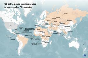 The United States has paused immigrant visa processing for 75 countries. Photo by Ufuk Celal Guzel/Anadolu via Getty Images