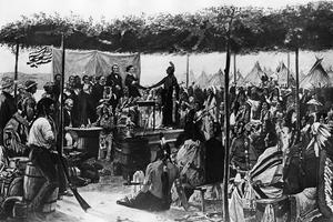 Leaders of Native nations and representatives of the United States have signed many treaties over the centuries, including the 1851 Treaty of Traverse des Sioux. ullstein bild via Getty Images