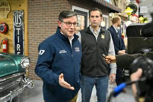 Hoping to preserve his narrow majority, U.S. House Speaker Mike Johnson campaigned alongside Matt Van Epps, who narrowly won a December 2025 special election in a strongly Republican district in Tennessee. AP Photo/John Amis