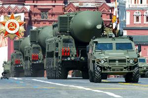Russian ballistic missiles roll in Red Square during a Victory Day military parade. AP Photo/Alexander Zemlianichenko