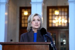 CHAPPAQUA, NEW YORK - FEBRUARY 26: Former U.S. Secretary of State Hillary Clinton speaks to the press after testifying in a closed-door deposition with the House Oversight Committee at the Chappaqua Performing Arts Center on February 26, 2026 in Chappaqua, New York. Former Secretary of State Hillary Clinton provided testimony to the Republican-led House Oversight Committee as part of an ongoing inquiry into the late sex offender Jeffrey Epstein's case. Former U.S. President Bill Clinton is expected to testify tomorrow. (Photo by David Dee Delgado/Getty Images)