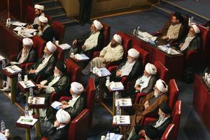Members of Iran’s Assembly of Experts attend a session of the assembly in Tehran on Sept. 4, 2007.
              AP Photo/Vahid Salemi