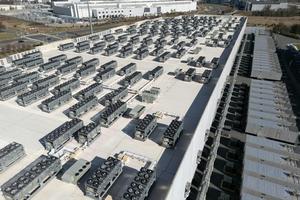 An aerial view shows cooling vent fans on the roof next to generators on the lower level of a data center in Ashburn, Va. Andrew Caballero-Reynolds/AFP via Getty Images