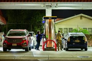 Gas prices are up, but other forces may limit the economic harm to the U.S. Frederic J. Brown/AFP via Getty Images