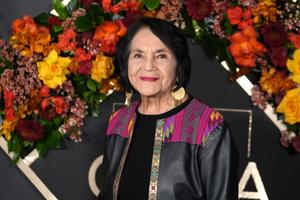 HOLLYWOOD, CALIFORNIA - FEBRUARY 21: Dolores Huerta attends 2025 La Cena Los Angeles: Celebration of Latino Culture at NeueHouse Hollywood on February 21, 2025 in Hollywood, California.  (Photo by Presley Ann/Getty Images)
