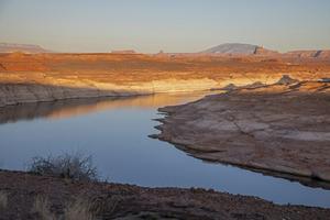 The reservoir behind the Glen Canyon Dam is extremely low. Jim West/UCG/Universal Images Group via Getty Images