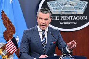 U.S. Secretary of Defense Pete Hegseth speaks during a news conference at the Pentagon in Washington, D.C., on March 19, 2026. (Mandel Ngan/AFP/Getty Images/TNS)