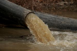 A pipe carries water and raw sewage into the C&O Canal, parallel to the Potomac River. Chip Somodevilla/Getty Images