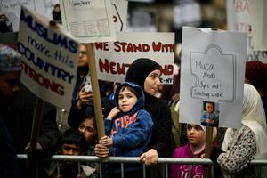 Demonstrators in New York City take part in a protest against growing Islamophobia in March 2019.    Johannes Eisele/AFP via Getty Image