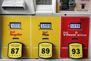 Gasoline prices are seen at a Shell gas station in Houston on April 29, 2026. The World Bank said Tuesday that war in the Middle East is expected to push energy costs this year to their highest since Russia's full-scale invasion of Ukraine, while fertilizer affordability also plunges. (Ronaldo Schemidt/AFP/Getty Images/TNS)