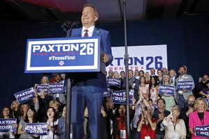 Attorney General Ken Paxton speaks at an election night watch party held by the Lone Star Liberty PAC at the Dallas/Plano Marriott at Legacy Town Center on May 26, 2026 in Plano, Texas. Paxton defeated Sen. John Cornyn (R-TX) in a Senate primary runoff election and will face Democrat James Talarico in the November general election. (Stewart F. House/Getty Images/TCA)