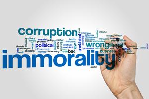 Immorality word cloud concept on grey background. Dreamstime/TCA