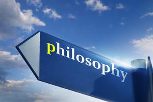 Philosophy blue road sign over sky background. Dreamstime/TCA