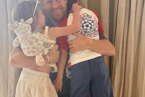 Bang Showbiz / Prince Harry has posed for a heartfelt Father's Day moment with his children Archie and Lilibet - with his son wearing an England football shirt